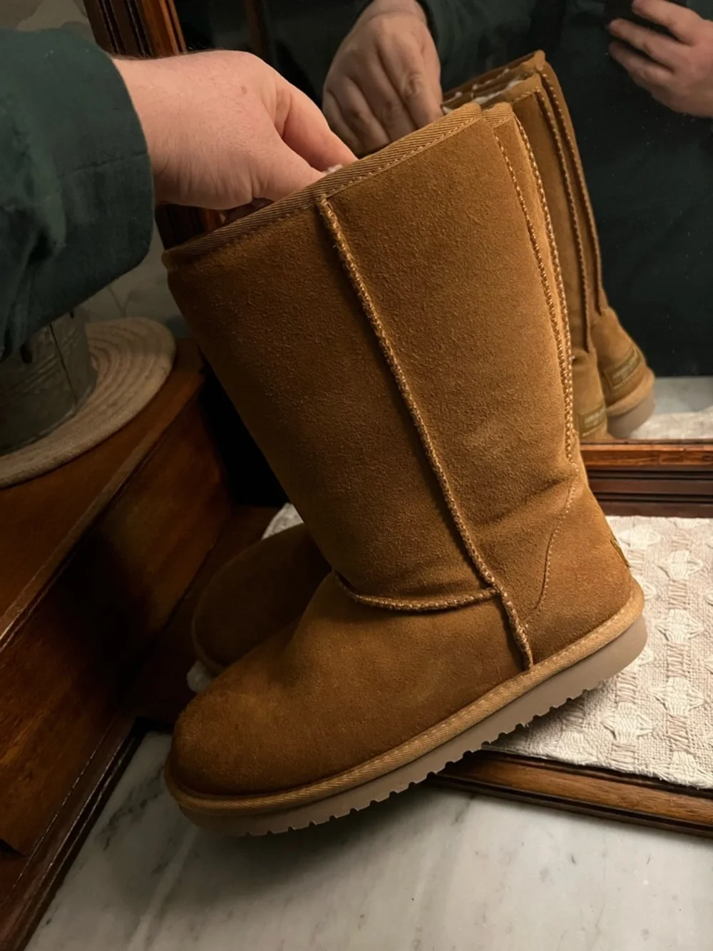 KOOLABURRA BY UGG Classic Tall Winter Suede Boots Fur Lining Women's Size 7 NWOT